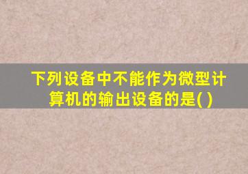 下列设备中不能作为微型计算机的输出设备的是( )